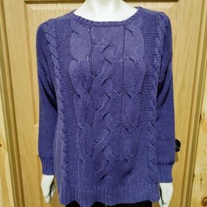 Sz L Liz Claiborne Cable Knit Sweater